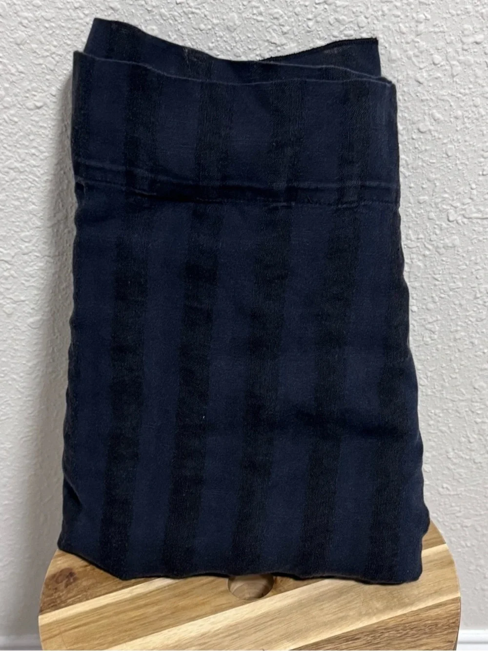 CB2 Linen Blend Track Black Striped Curtain Panel 48x108